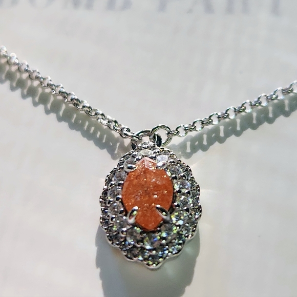 NWT Bomb Party Light Carnelian Ice Crystal .925 Sterling Silver 18" Necklace - Picture 6 of 6